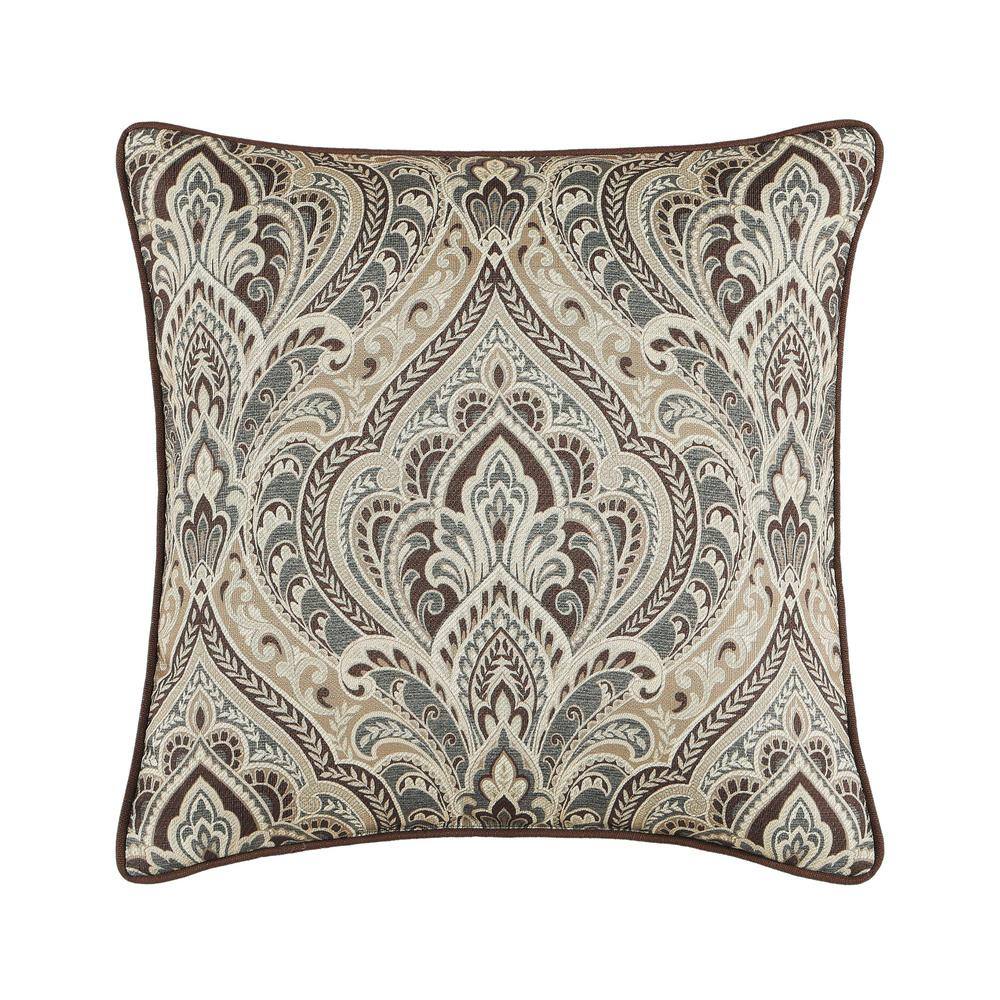 Maren Chocolate Polyester Geometric 18 in. Square Decorative Throw Pillow 1
