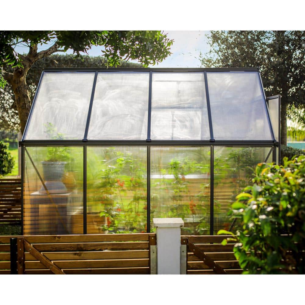 Gray Aluminum and Polycarbonate 6' x 8' Walk-In Greenhouse