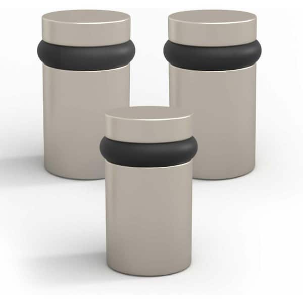 Floor Door Stopper Satin Nickel-3 Pack Quickly Installed Wall Protector and Door Knobs-2 in.