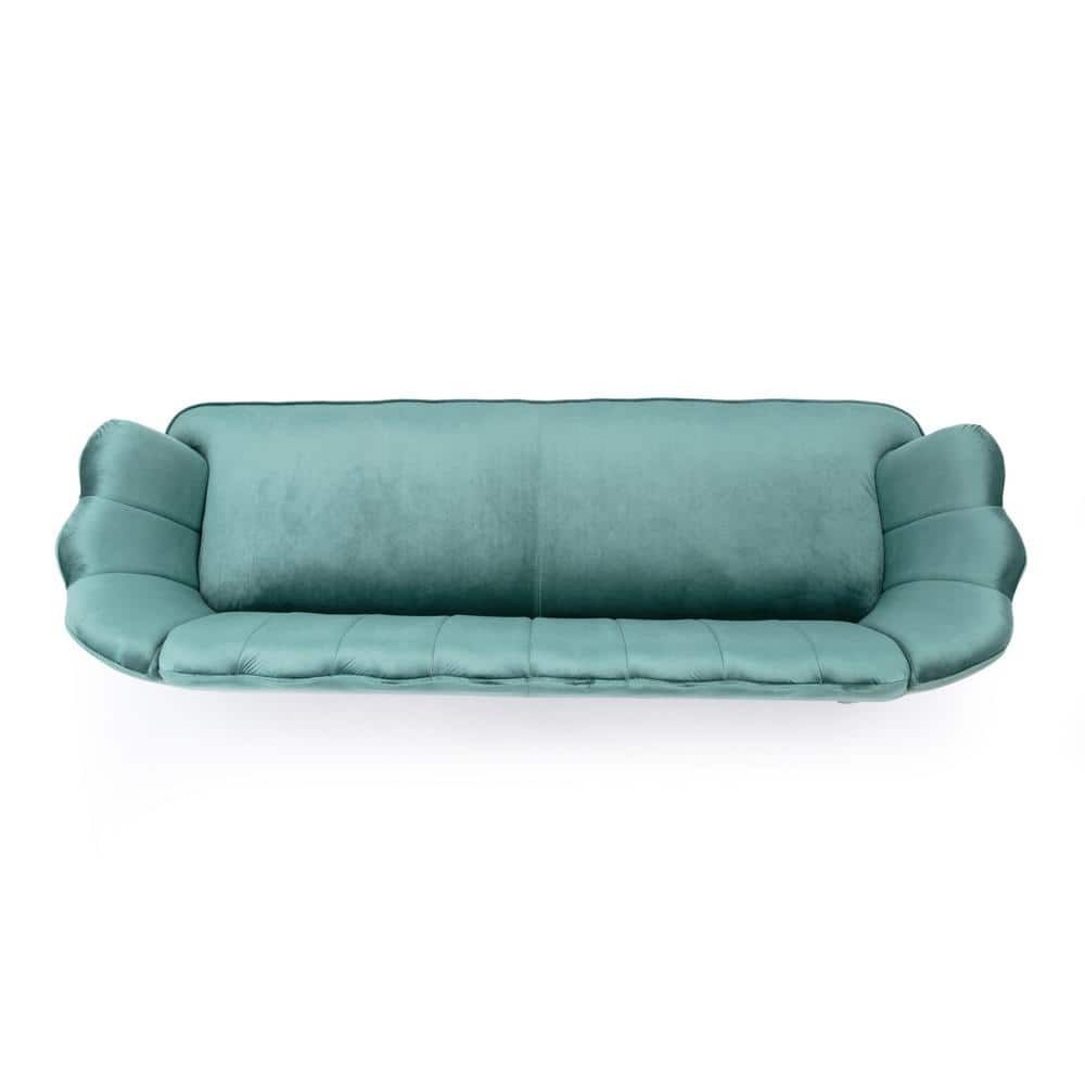 Turquoise and Gold Velvet 3-Seater Lawson Sofa