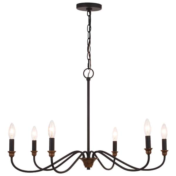 Annabelle 6-Light Black Farmhouse Candelabra Chandelier
