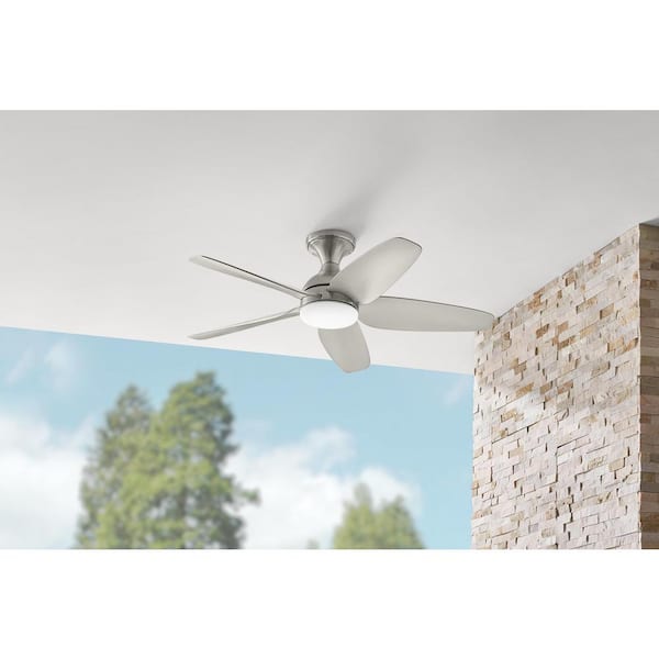 Ceva 44 in. Indoor/Outdoor Brushed Nickel with Silver Blades Ceiling Fan with Adjustable White with Remote Included