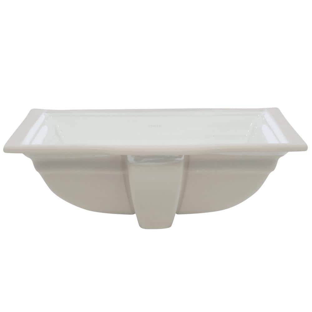 White Rectangular Ceramic Undermount Bathroom Sink