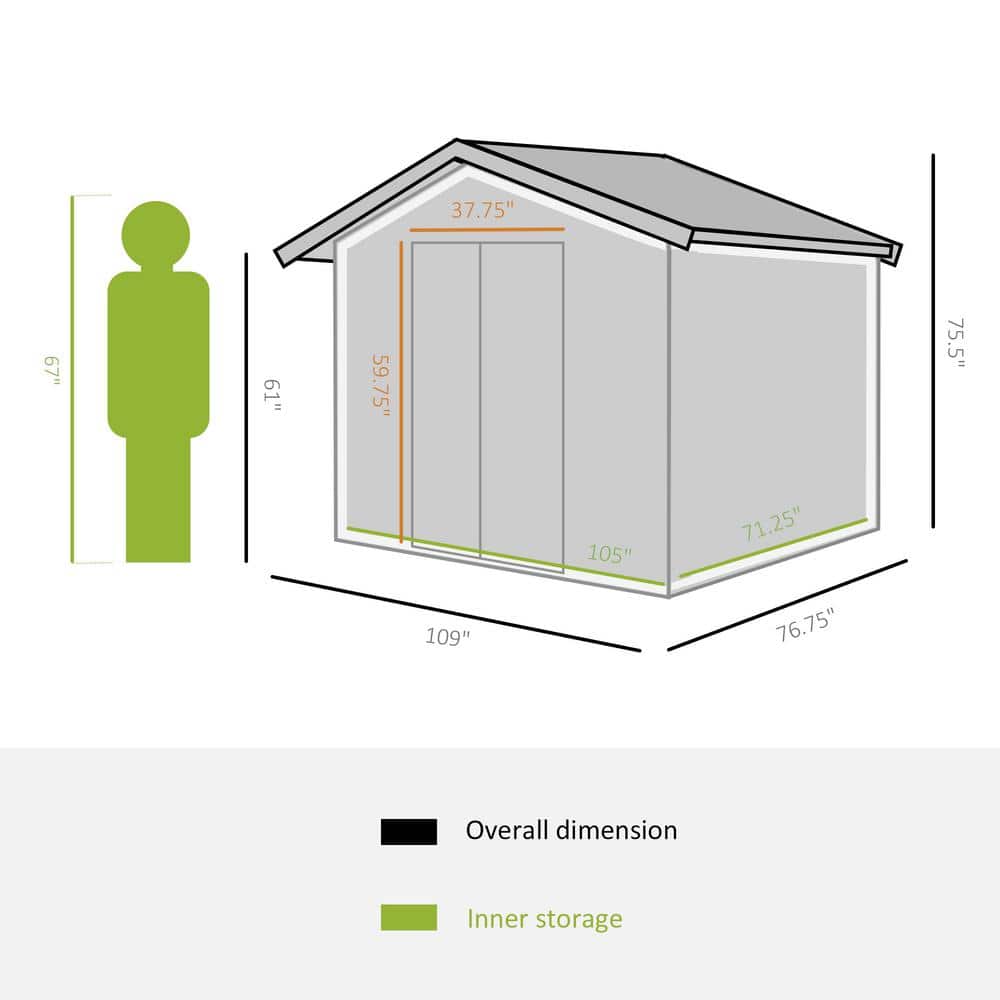 Brown Metal Outdoor Storage Shed with Windows and Kit