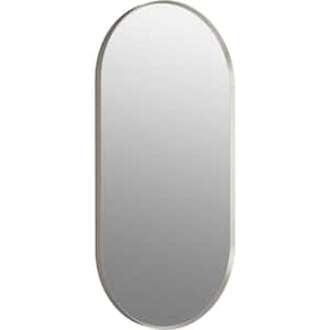 Essential 20.0625 in. W x 40.0625 in. H Framed Oval Wall Mount Vanity Mirror with Brushed Nickel