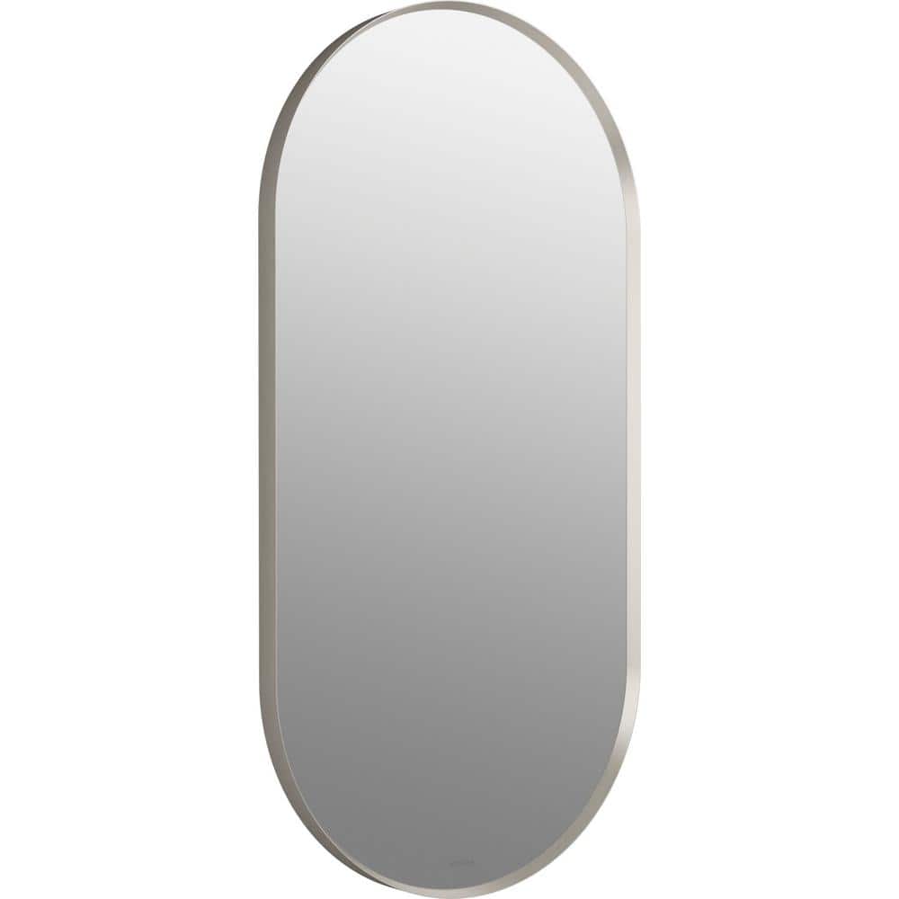 KOHLER Essential 20. in. W x 40 in. H Framed Oval Wall Mount Vanity Mirror in Brushed Nickel K ...