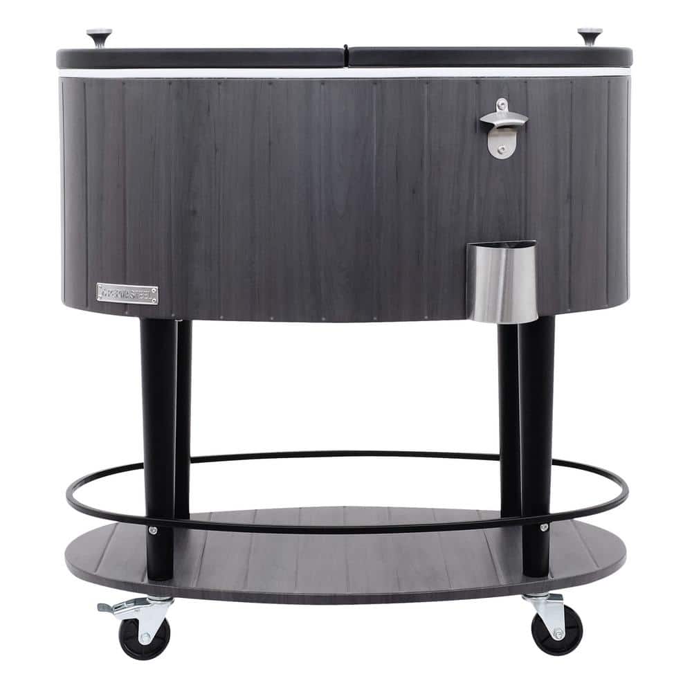 80QT Wood Grain Oval Shape Rolling Patio Cooler in Gray price history on PriceWatchPro
