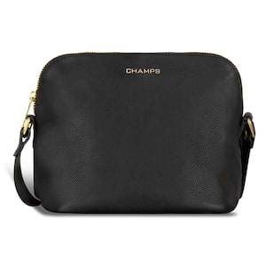 Champs Gala Collection Black Leather Top Zip Shoulder Tote Bag