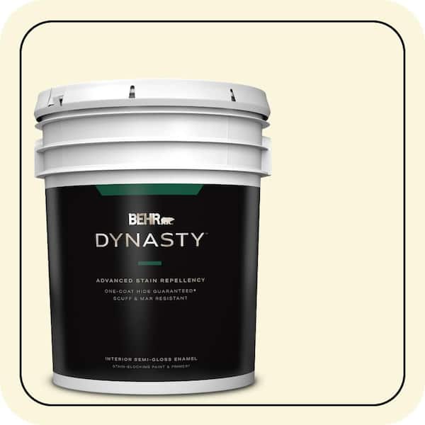 BEHR DYNASTY 5 gal. #W-B-420 White Hydrangea Semi-Gloss Enamel Interior Stain-Blocking Paint & Primer