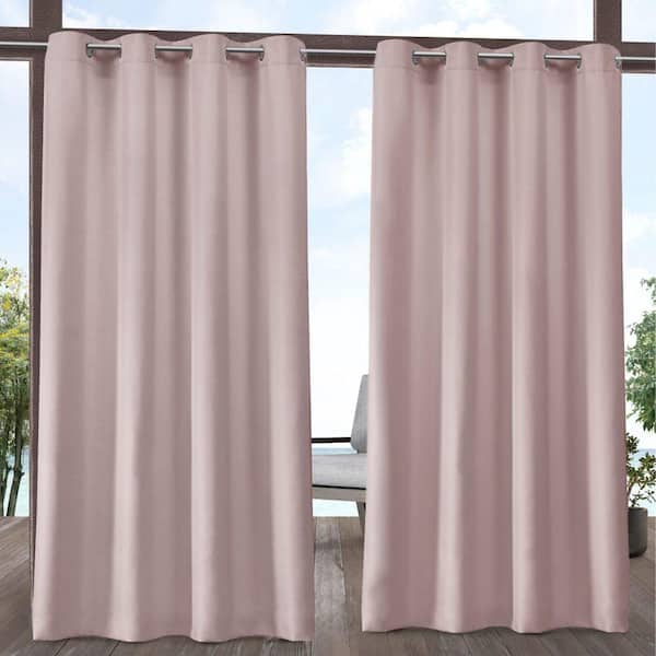 EXCLUSIVE HOME Cabana Blush Solid Light Filtering Grommet Top Indoor/Outdoor Curtain, 54 in. W x 120 in. L (Set of 2)