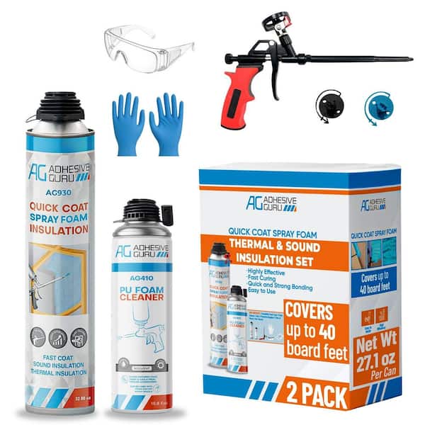 AG930S Insulation Foam Set-2 Pack Spray Foam Sealant (32.8 oz. ) and Foam Cleaner and Foam Gun, Thermal-Sound Insulation