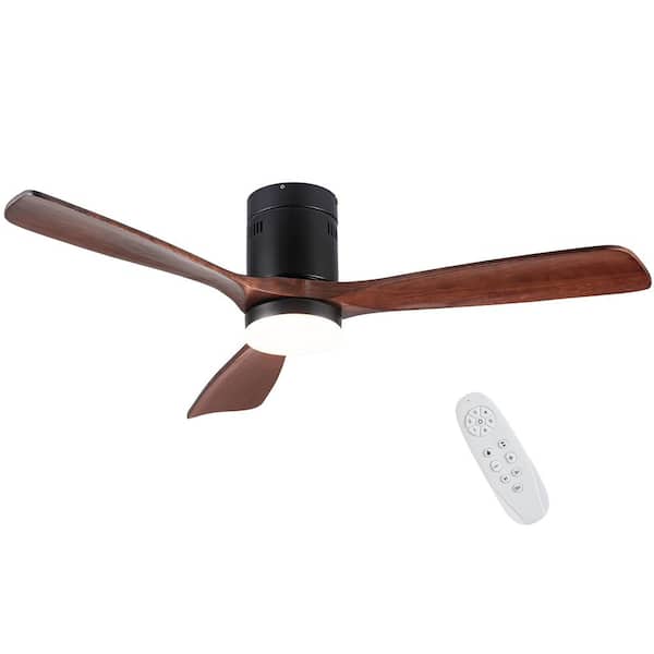 Sunpez 52 in. Indoor Black Modern Semi Flush LED Ceiling Fan with Remote Control and Dimmable Light