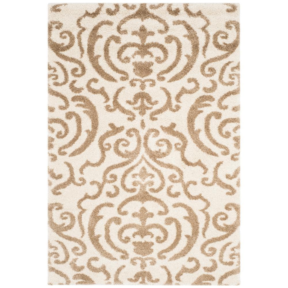 Florida Shag Cream/Beige 9 ft. x 12 ft. Floral Damask Area Rug price history on PriceWatchPro