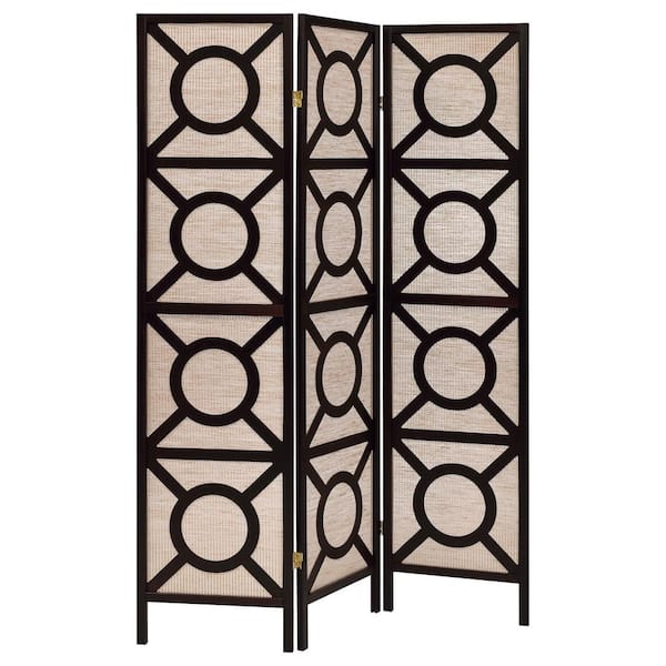 Coaster Vulcan Tan and Cappuccino 3-Panel Geometric Folding Screen