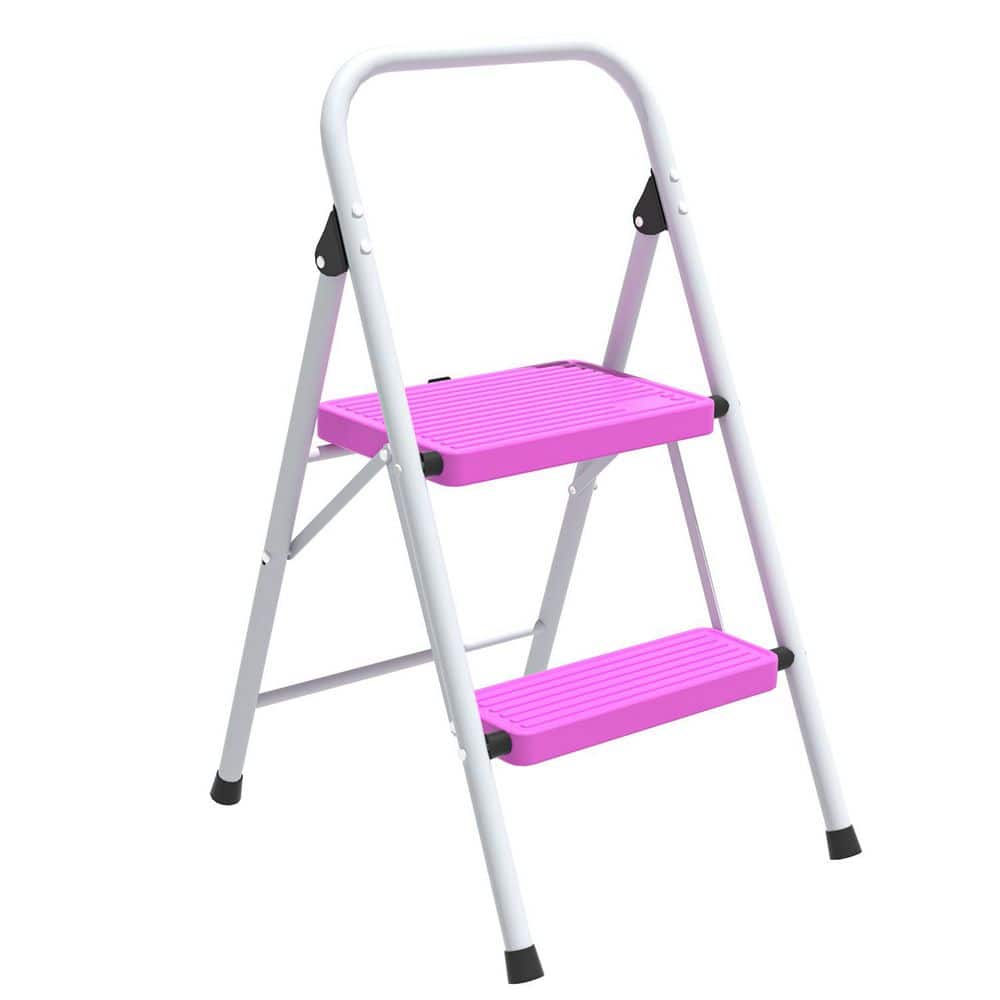 2-Step Folding Steel Step Stool (7 ft. Reach) with Non-Marring Feet, 330 lbs. Load Capacity Type IA Duty Rating, Pink price history on PriceWatchPro