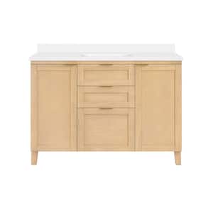 Macy 48 in. W x 22 in. D x 34 in. H Single Sink Bath Vanity in Rustic Ash with White Engineered Stone Top
