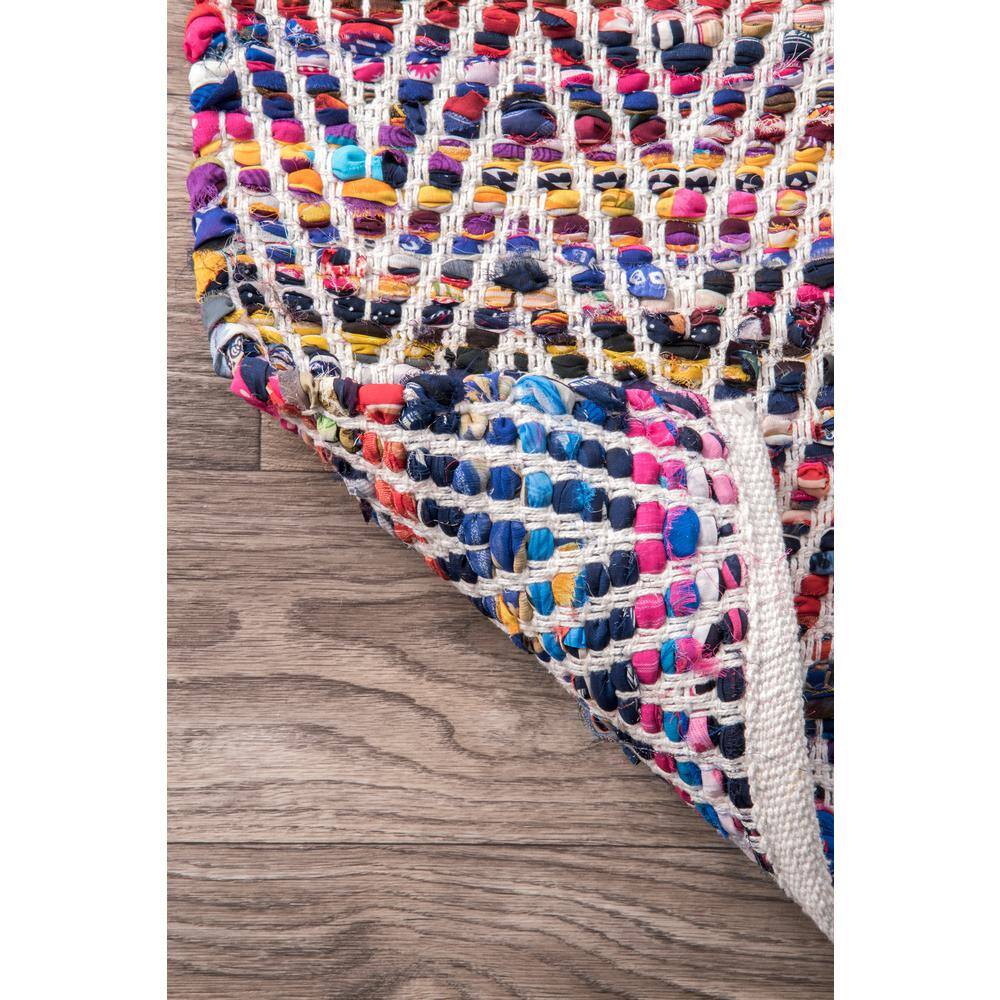 Hand-Woven Indigo Chevron 31'' Cotton Blend Runner Rug