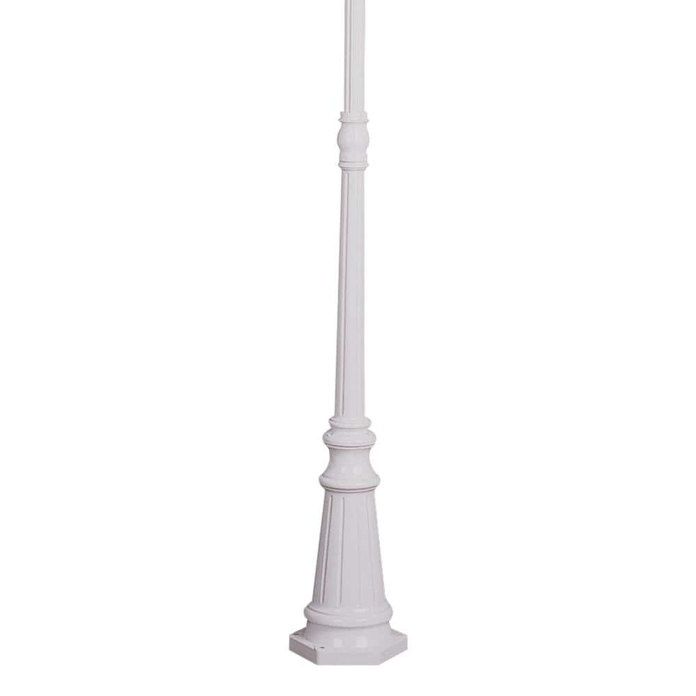 Classic White Cast Aluminum Outdoor Lamp Post - 89" Height