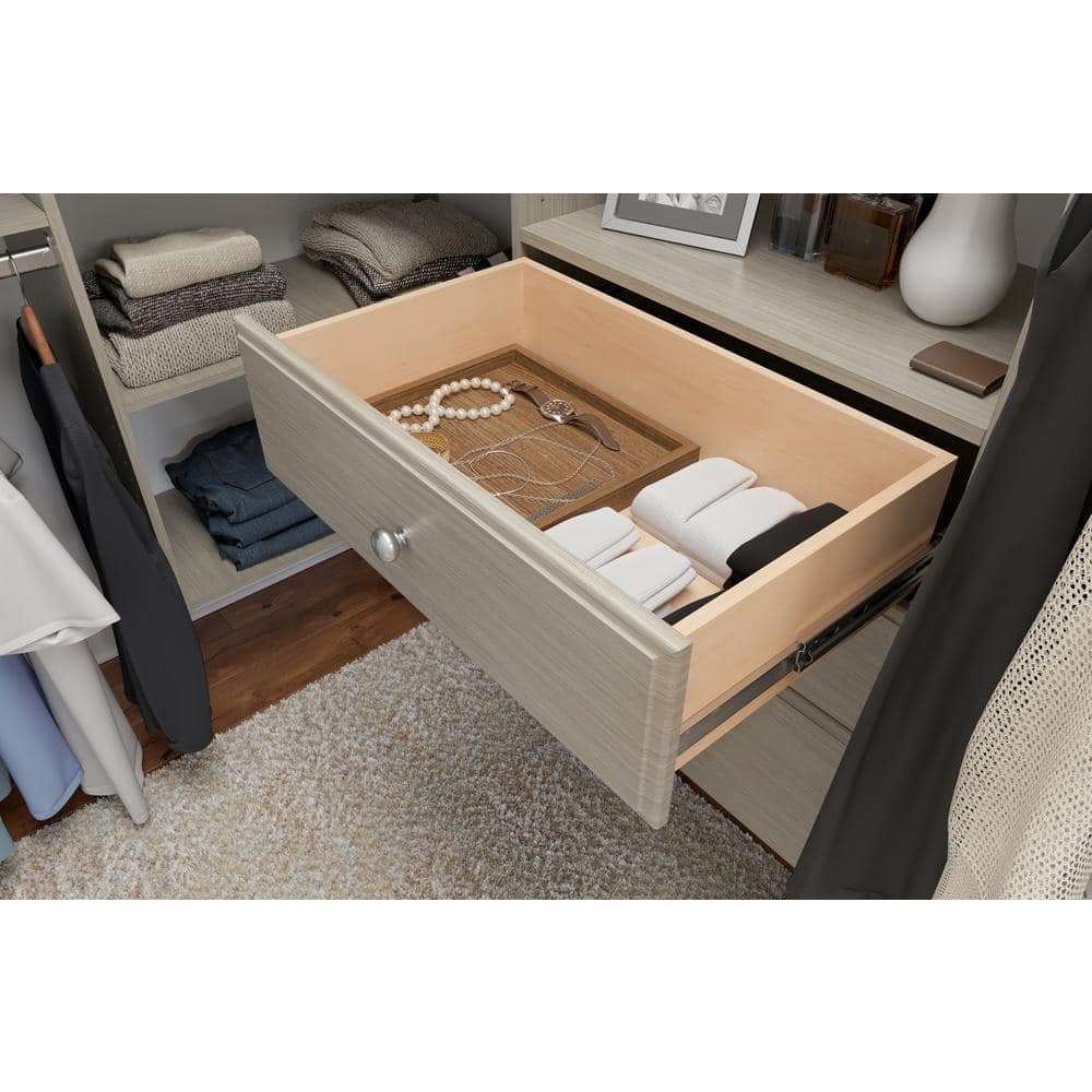Weathered Grey Ultimate Corner Closet Organizer with Drawers