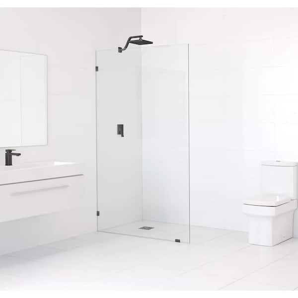 Glass Warehouse 53 in. x 78 in. Frameless Fixed Shower Door in Oil Rub Bronze without Handle