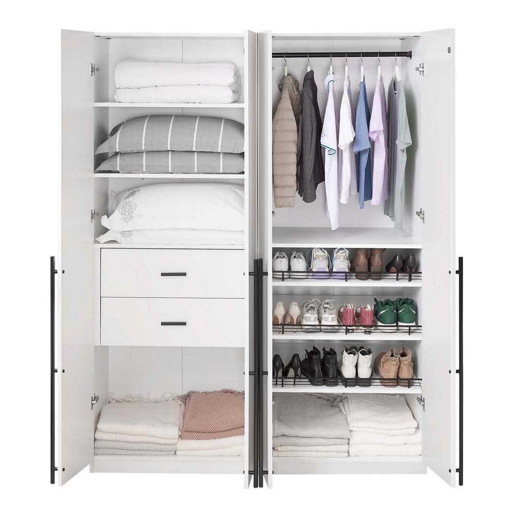 White Contemporary 2-Piece Modular Wardrobe Closet