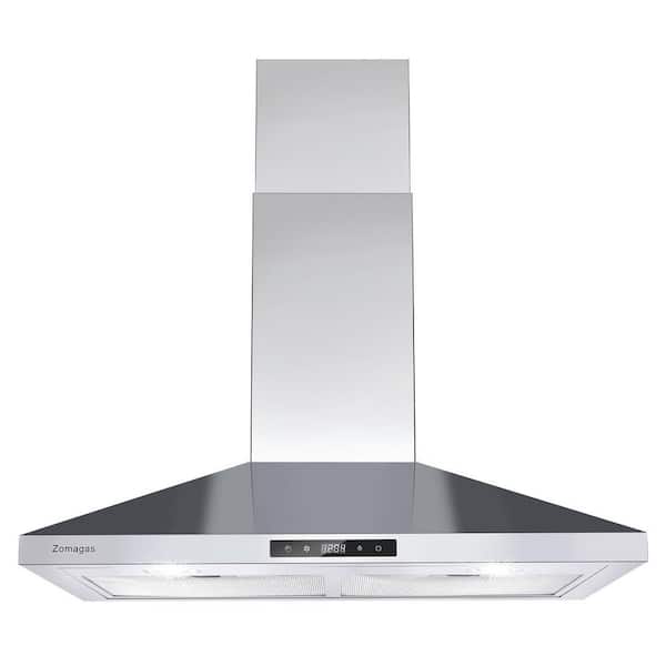 Elexnux 30 in. 600 CFM Touch Panel Vented Wall Mounted with Light Kitchen Range Hood in Stainless Steel