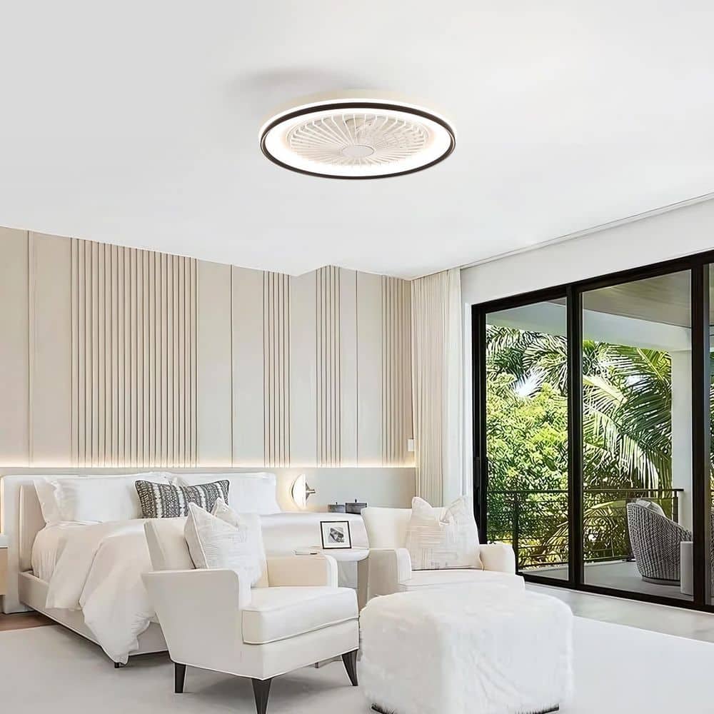 19 in. Smart Indoor White Ceiling Fan with Dimmable LED Light Flush Mount Bladeless, 6 Speed with Remote price history on PriceWatchPro
