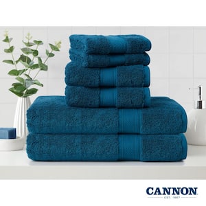 Low Twist 100 % cotton 6-Piece Towel Set, 550 GSM, Highly Absorbent, Super Soft and Fluffy, 6-Piece Set, Peacock Blue