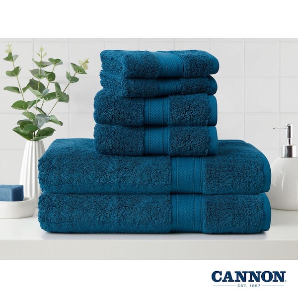 Cannon Shear Bliss Quick Dry 100% Cotton 6-Piece Towel Set for Adults  (Gibralter Sea) 