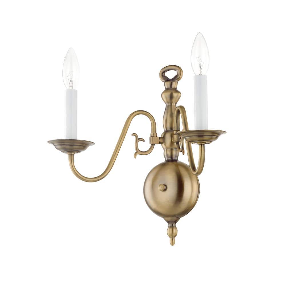 Williamsburgh Antique Brass 2-Light Dimmable Wall Sconce