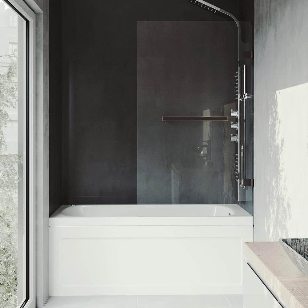 Rialto 34" W x 57.38" H Frameless Clear Glass Tub Door