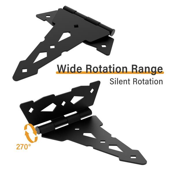 WINSOON Black Gate Hinge and Latch Set Decorative Latch Gate Kit