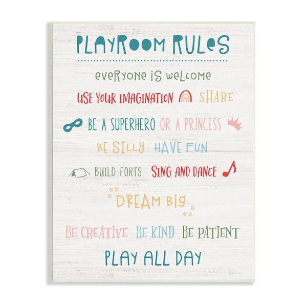 Stupell Industries Playroom Rule Sign Kid's Motivational Phrase by Natalie Carpentieri Unframed Print Abstract Wall Art 10 in. x 15 in.