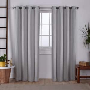 Vesta Silver Solid Woven Room Darkening Grommet Top Curtain, 52 in. W x 108 in. L (Set of 2)