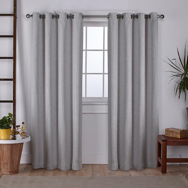 EXCLUSIVE HOME Vesta Silver Solid Woven Room Darkening Grommet Top Curtain, 52 in. W x 108 in. L (Set of 2)