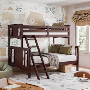 Sunstone Dark Walnut Twin Over Full Bunk Bed with Attached Ladder