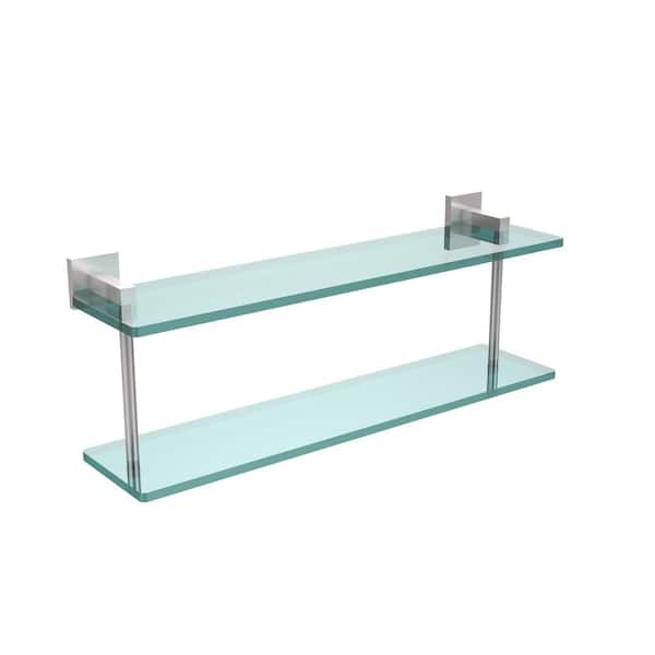 Allied Brass 22 in. L x 8 in. H x 5 in. W 2-Tier Clear Glass