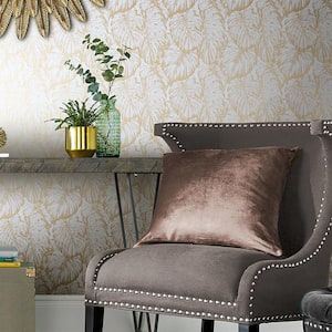 Tropical Pearl and Gold Nonwoven Paper Paste the Wall Removable Wallpaper
