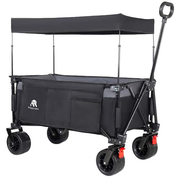 Multi-Functional Pull Folding Wagon Cart with Flexible Handle & Canopy, Heavy Duty Utility Cart