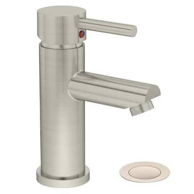Dia Single-Hole Single-Handle Bathroom Faucet with Push Pop Drain in Satin Nickel (1.0 GPM)