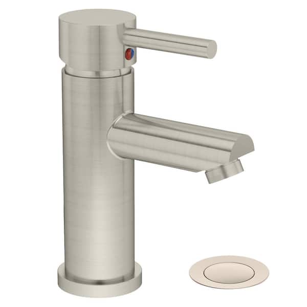 Symmons Dia Single-Hole Single-Handle Bathroom Faucet with Push Pop Drain in Satin Nickel (1.0 GPM)