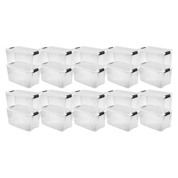 70 qt. XL Plastic Stacking Storage Container Boxes in Clear, 20 Pack