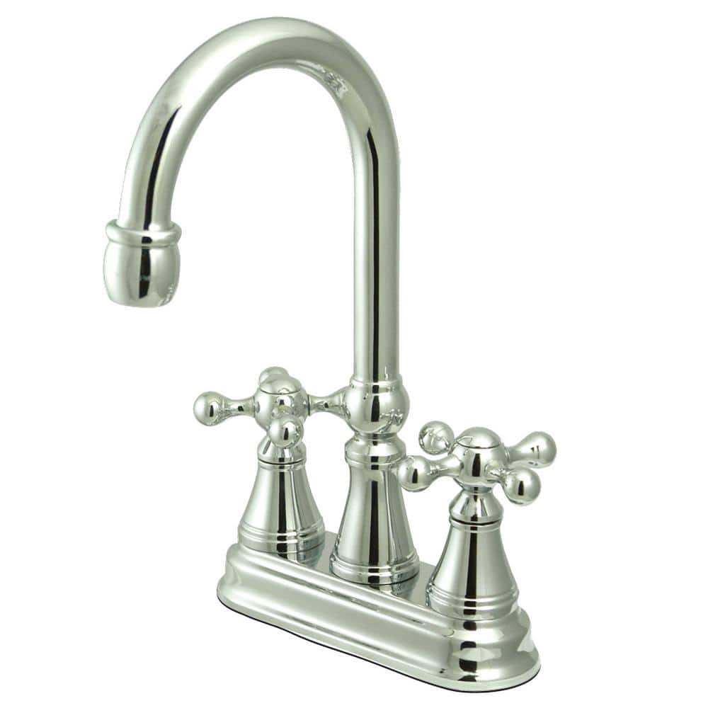 Kingston Brass Governor 2Handle Deck Mount Gooseneck Bar Prep Faucets in Polished Chrome