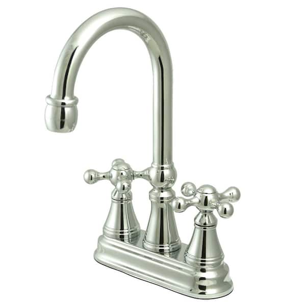 Kingston Brass Governor 2-Handle Deck Mount Gooseneck Bar Prep Faucets in Polished Chrome