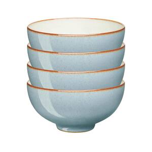 Heritage Terrace Stoneware 16.23 fl. oz. Light Blue Rice Serving Bowls (Set of 4)