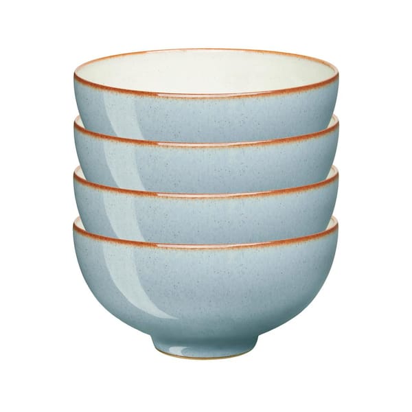 Denby Heritage Terrace Stoneware 16.23 fl. oz. Light Blue Rice Serving Bowls (Set of 4)