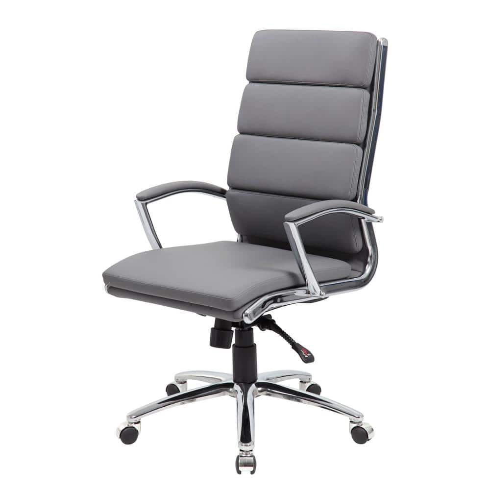 High-Back Executive Swivel Chair with Chrome Base in Gray