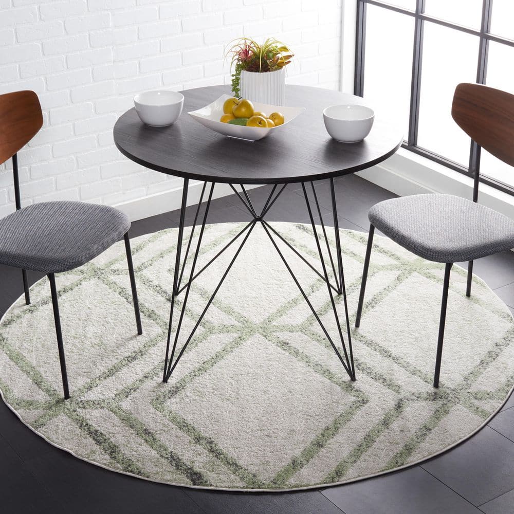 Adirondack 6 ft. x 6 ft. Round Ivory/Sage Distressed Diamond Area Rug price history on PriceWatchPro
