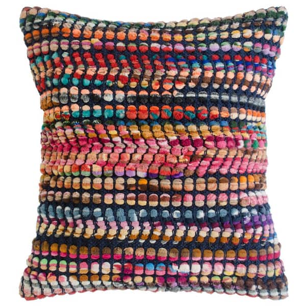 StyleWell Multi-Color Stripe Textured 18 in. x 18 in. Square Decorative Throw Pillow, Multicolor Striped