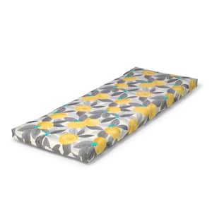 46.5 in. x 17.5 in. x 3 in. Stone Gray Lemons Outdoor Bench Cushion
